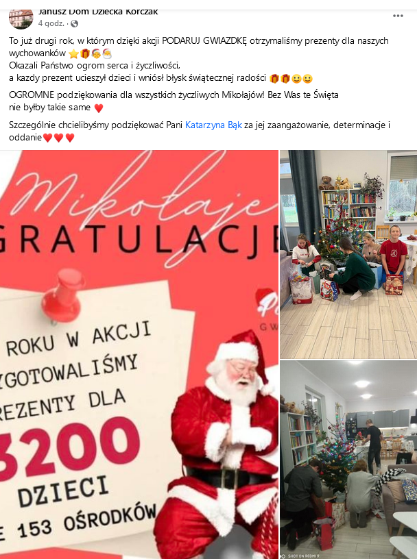 Zdjęcie z akcji Podaruj Gwiazdkę, edycja 2023